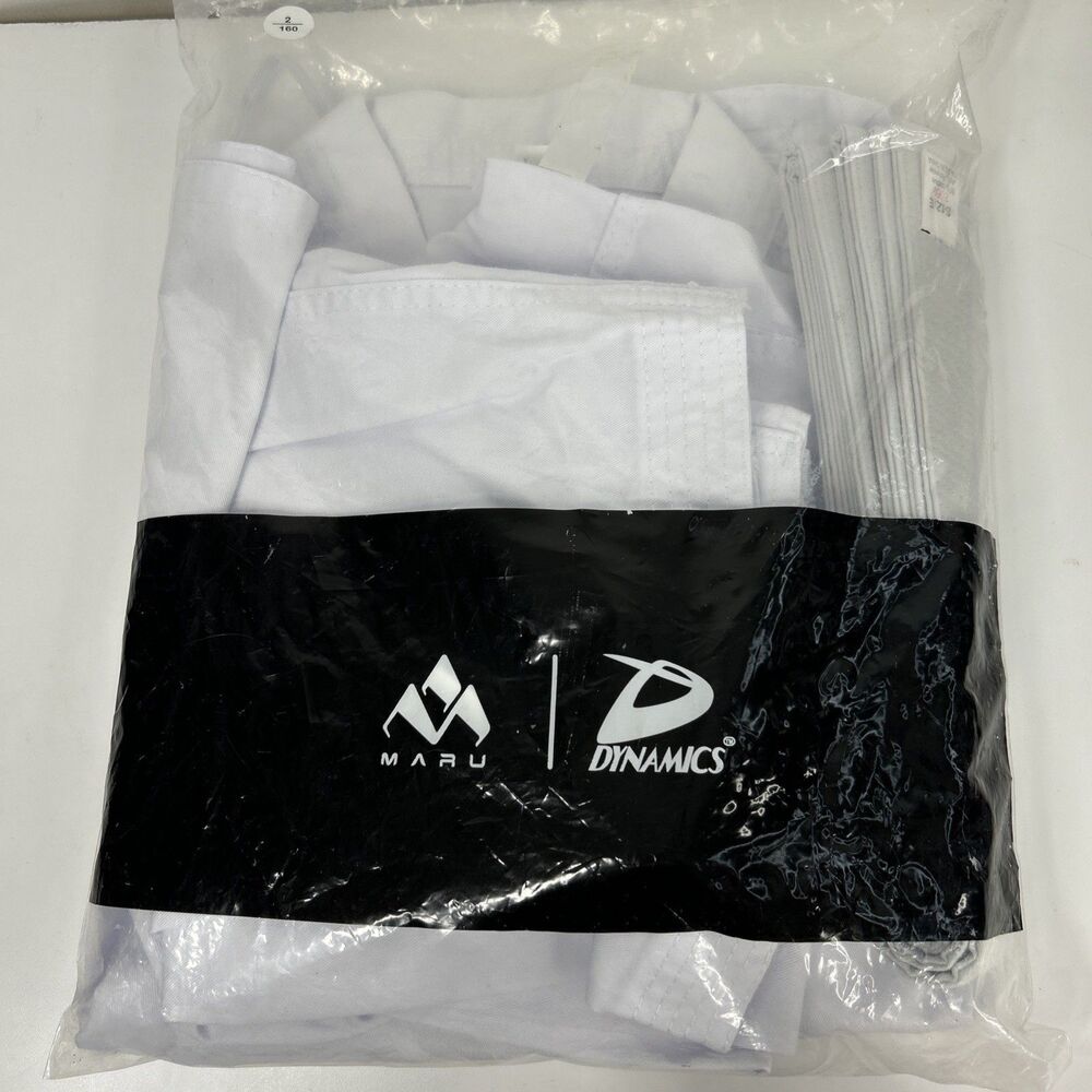 Dynamics Taekwondo Martial Arts Size 2/160 Uniform White Pants Top Belt